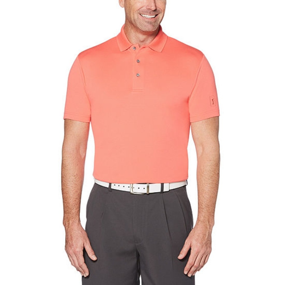 PGA TOUR Mens Short Sleeve Polo Shirt--Peach